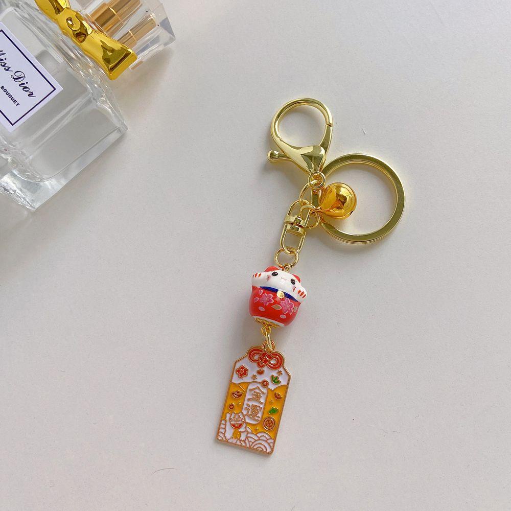 LANFY Móc Khóa Bùa Hộ Mệnh Mèo May Mắn Zine-Lalloy Maneki Neko Pendent Maneki Neko