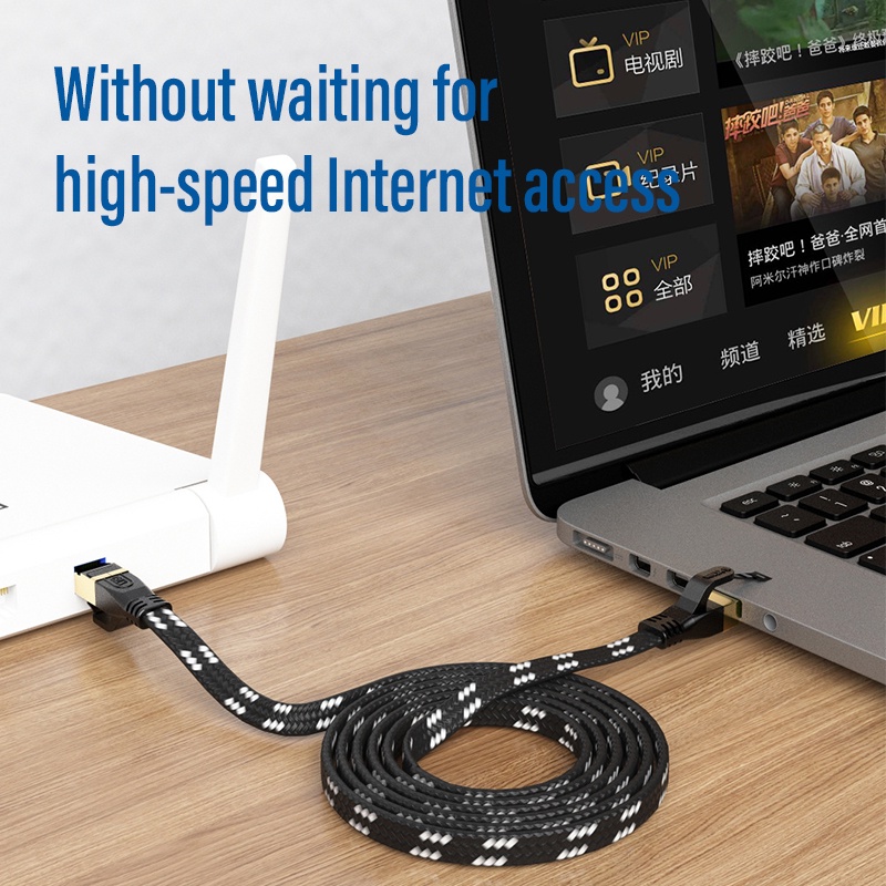 Dây cáp mạng U-KCOM 10Gbps Cat7 Lan Internet RJ45 CAT7 Wifi tốc độ cao kiểu phẳng mạ vàng