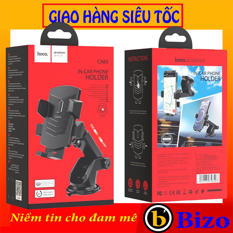 ⚡CHÍNH HÃNG⚡Giá Đỡ Điện Thoại Ôtô HOCO CA83-Kẹp Giữ Trên Bảng Điều Khiển-Kính Chắn Gió-Để Bàn