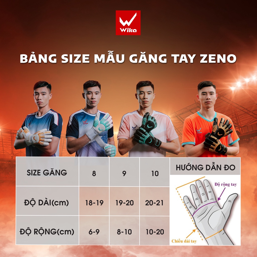 [ Giá sỉ ] Găng Tay Thủ Môn Wika Zeno Có Xương Giúp Trợ Lực Tốt Bề Mặt Bám Dính, Thoáng Khí Thoát Hơi Tốt ...