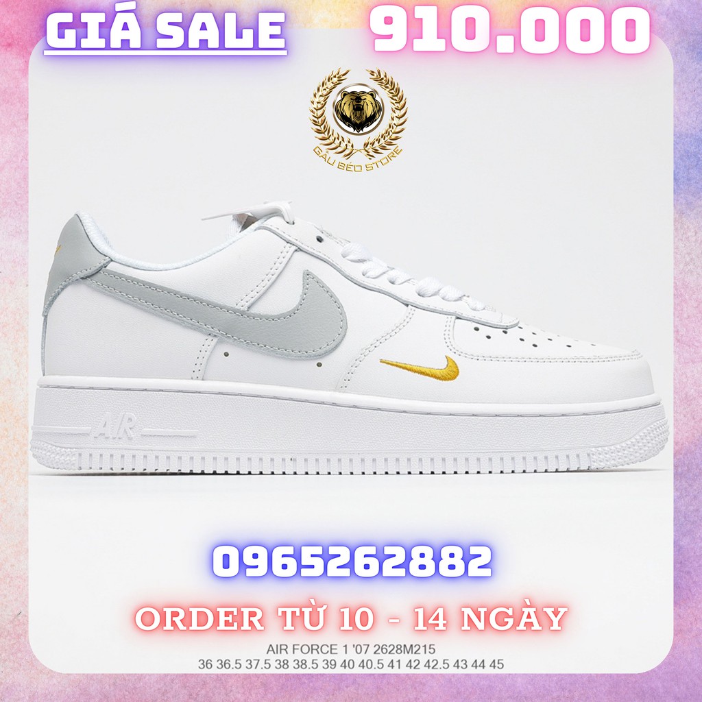 Order 1-2 Tuần + Freeship Giày Outlet Store Sneaker _Nike Air Force 1’07 Low GS"White/Black/Gold" MSP: 2628M2151