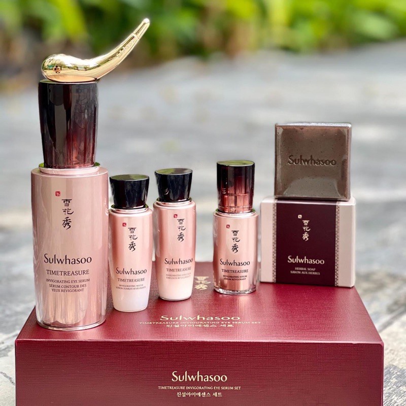 Set Tinh Chất Chống Nhăn Vùng Mắt Chiết Xuất Thông Đỏ Sulwhasoo Timetreasure Invigorating Eye Serum Set