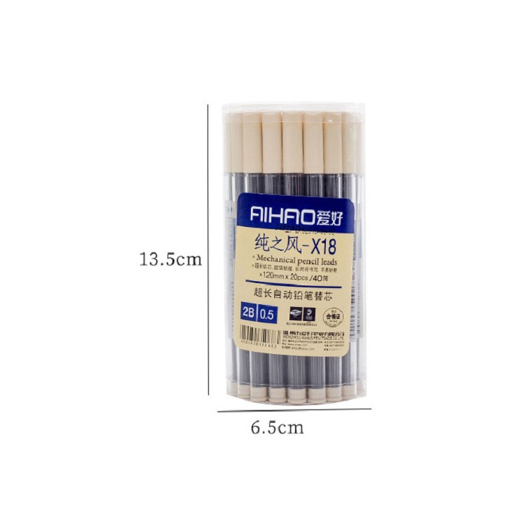 Hộp 20 ruột bút chì bấm 2B B09 ngòi 0,5mm/ 0.7mm dài 12cm - ngòi chì kim