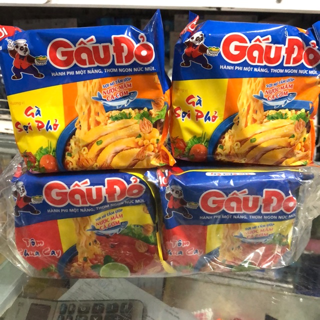 Set 5 Gói Mì Tôm Gấu Đỏ Các Vị (5x63g)