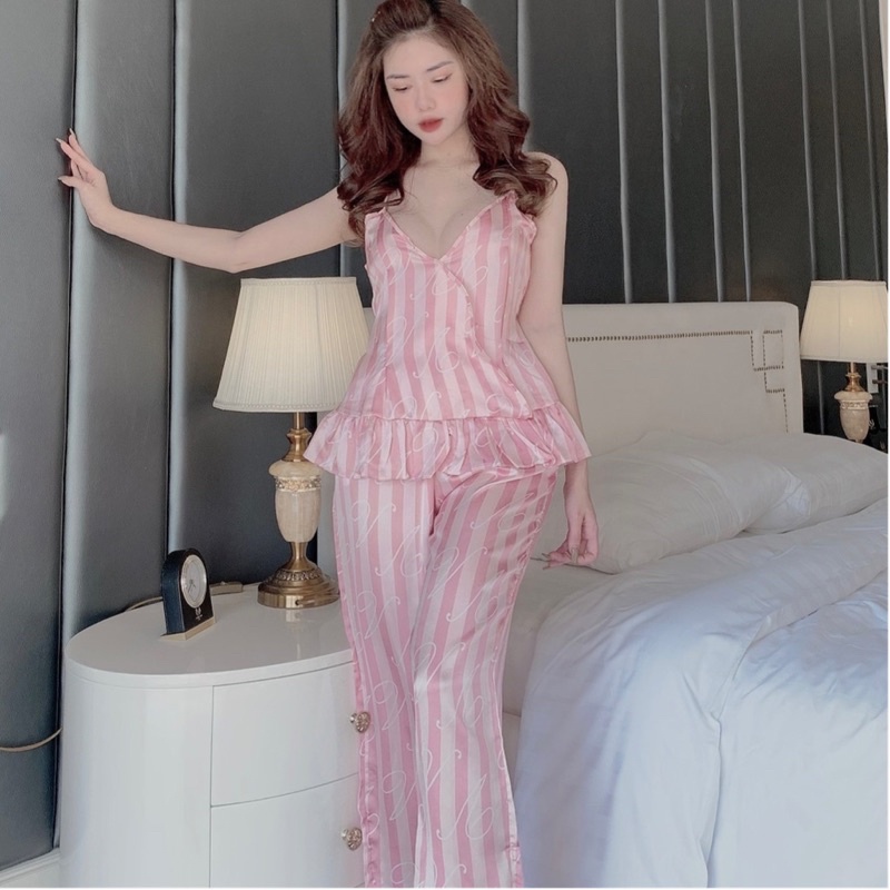 Đồ bộ pijama, bộ lụa cao cấp tay ngắn quần dài chất liệu mềm mịn mát dịu,hoạ tiết dễ thương