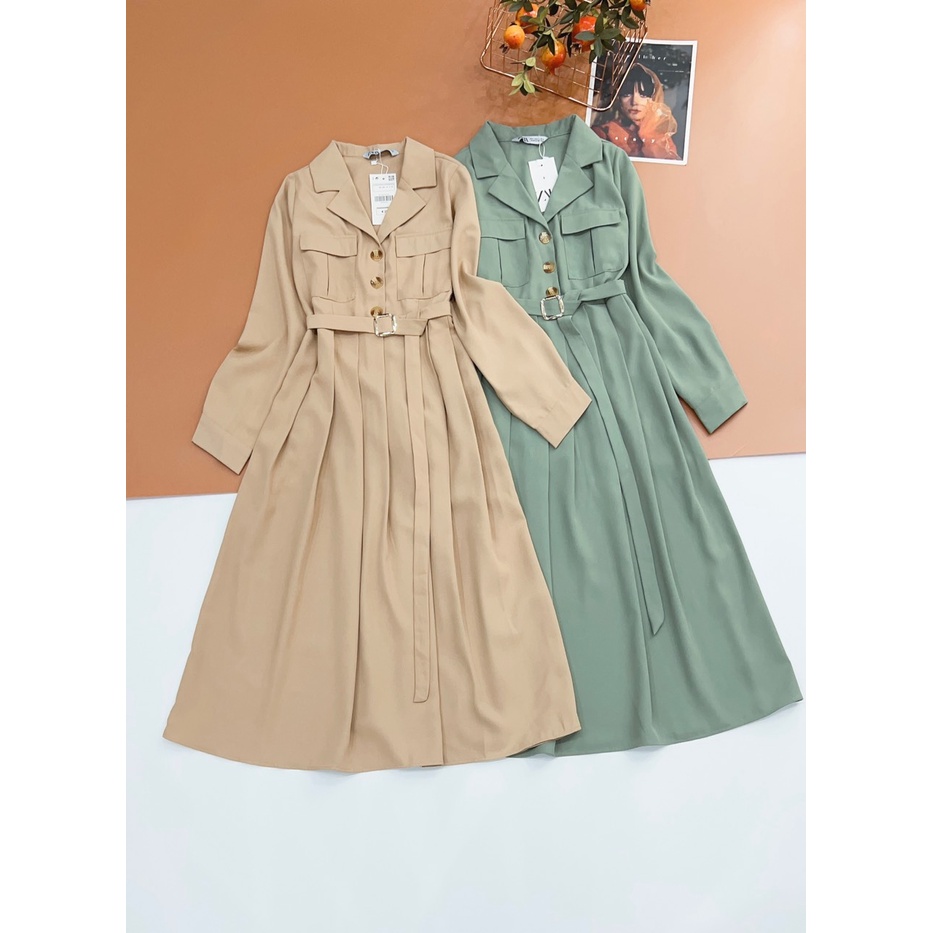 Váy cổ sơ mi kèm belt Zara