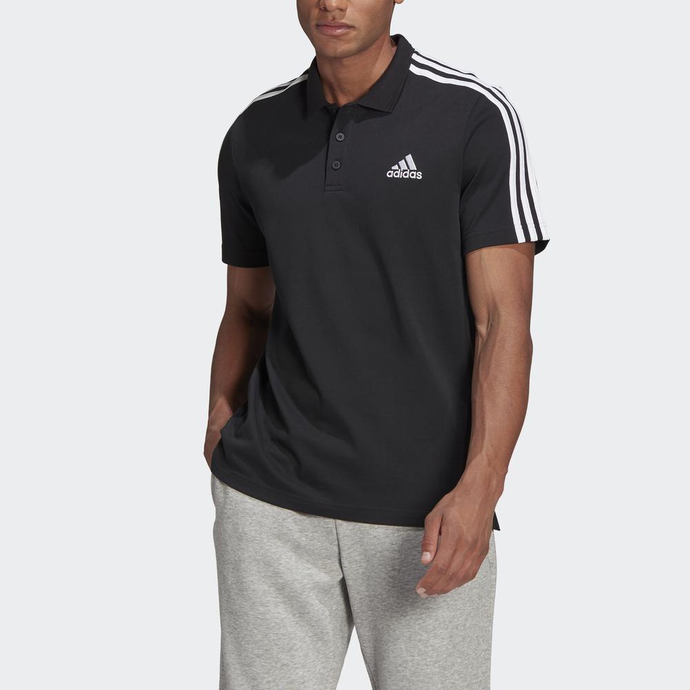 Áo Polo adidas Nam Áo polo 3 Sọc thêu logo nhỏ vải piqué AEROREADY Essentials Màu đen GK9097