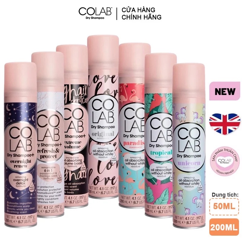 Dầu Gội Khô Bảo Vệ Tóc Khỏi Tia UV, Tạo Tóc Phồng Vào Nếp Colab Dry Shampoo