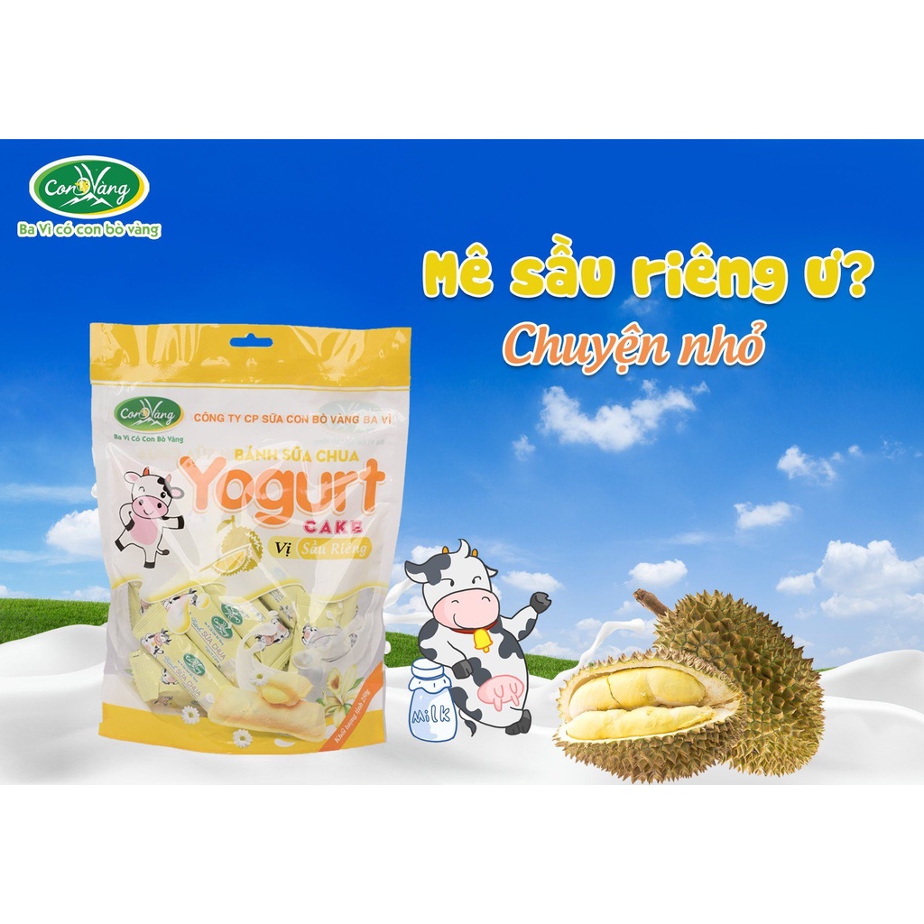 Bánh Sữa Chua Ba Vì Con Bò Vàng  Các Vị Sầu Riêng, Phô Mai, Sữa Dừa, Hạt Điều Túi 250g