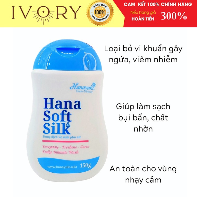 Hana Soft Silk Dung Dịch Vệ Sinh CHÍNH HÃNG Vệ Sinh Phụ Nữ Hanayuki Làm Hồng Sạch Thơm Vùng Kín Khử Mùi Giảm Ngứa