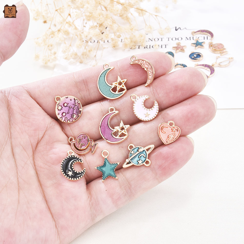 Set 20 Mặt Dây Chuyền Hình Mặt Trăng Và Ngôi Sao Tráng Men
