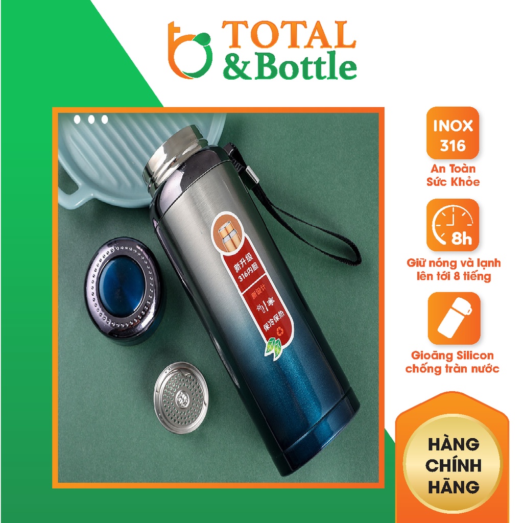 Bình giữ nhiệt, bình nước giữ nhiệt cao cấp inox 316 - Dung tích lớn 600ml, 1000ml