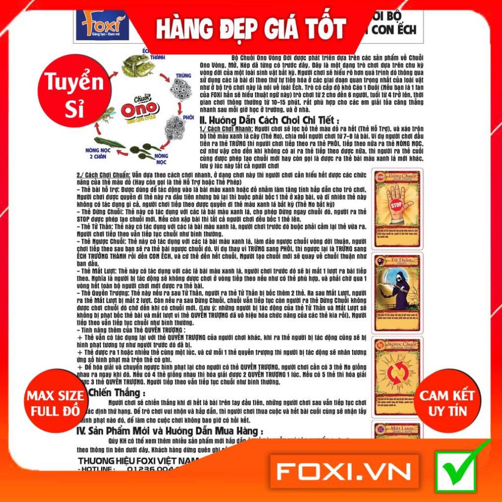 Flashcard-Chuỗi Ono vòng đời Ếch Bướm Foxi-thẻ glenndoman và boardgame thông minh--siêu rẻ.