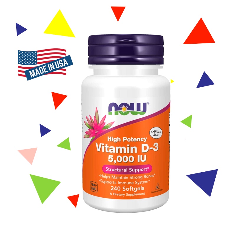 Viên Uống Now Vitamin D3 5000IU - Tăng Sức Đề Kháng Cơ Thể