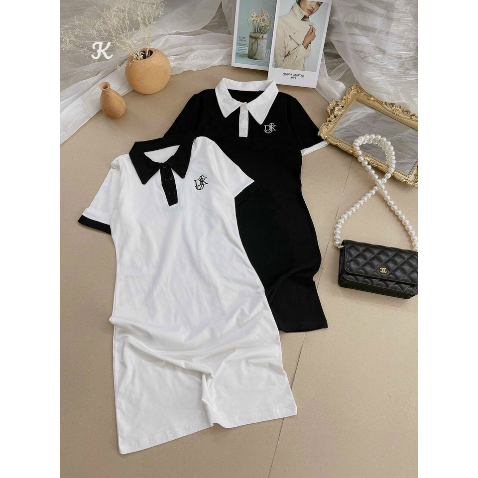 đầm body thun borip cổ trụ ngắn tay