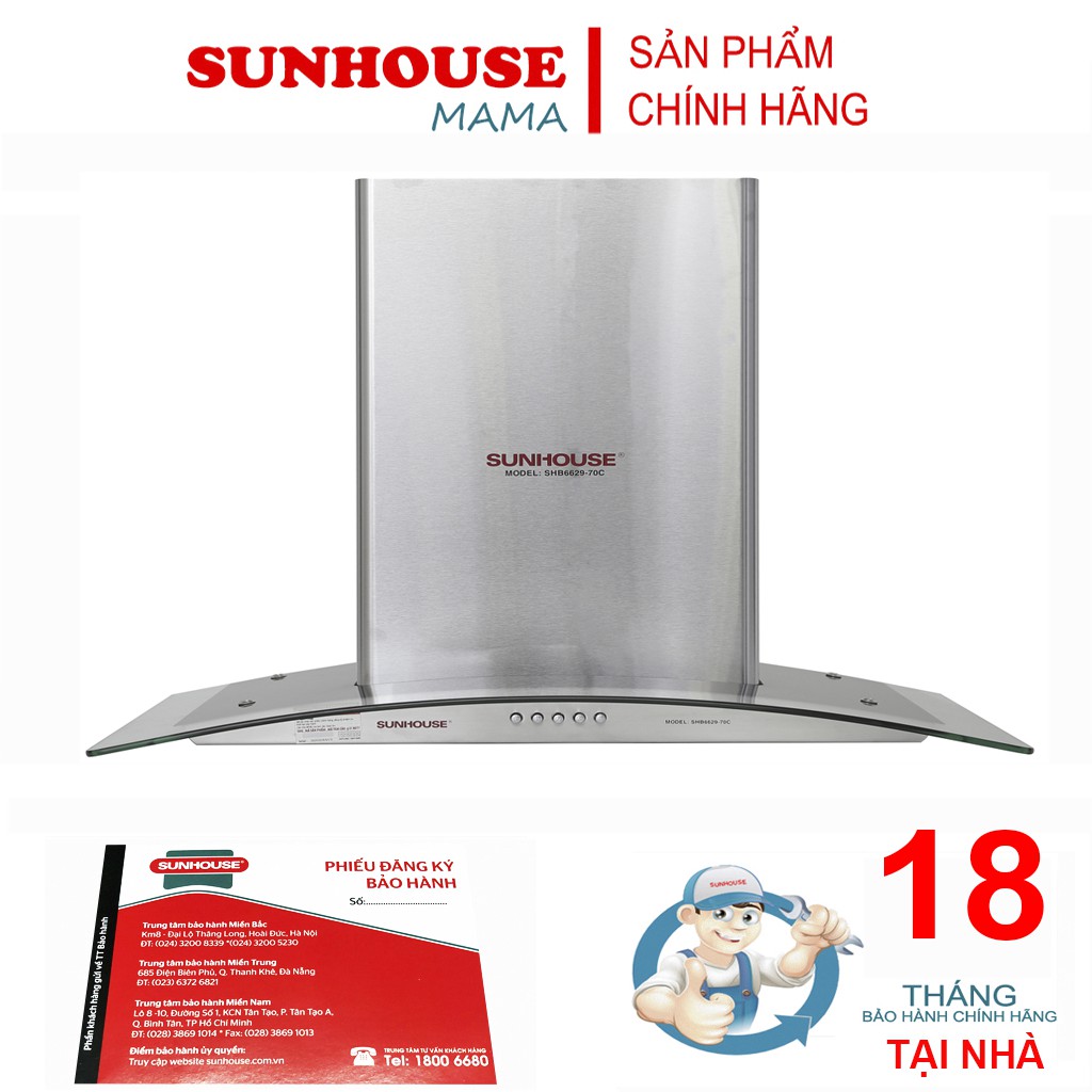 Máy hút mùi kính cong Sunhouse SHB6629-70C