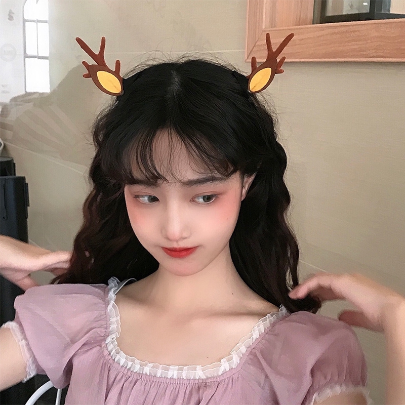 Bộ 2 kẹp tóc hình sừng hươu chủ đề giáng sinh đáng yêu cho nữ