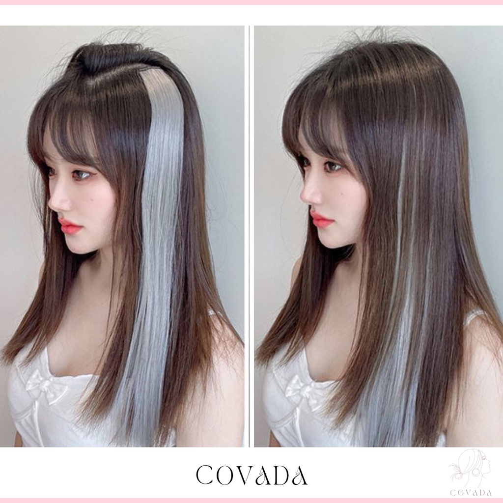 Tóc giả kẹp COVADA highlight thẳng đẹp nhiều màu cao cấp cá tính phong cách Hàn Quốc TG19