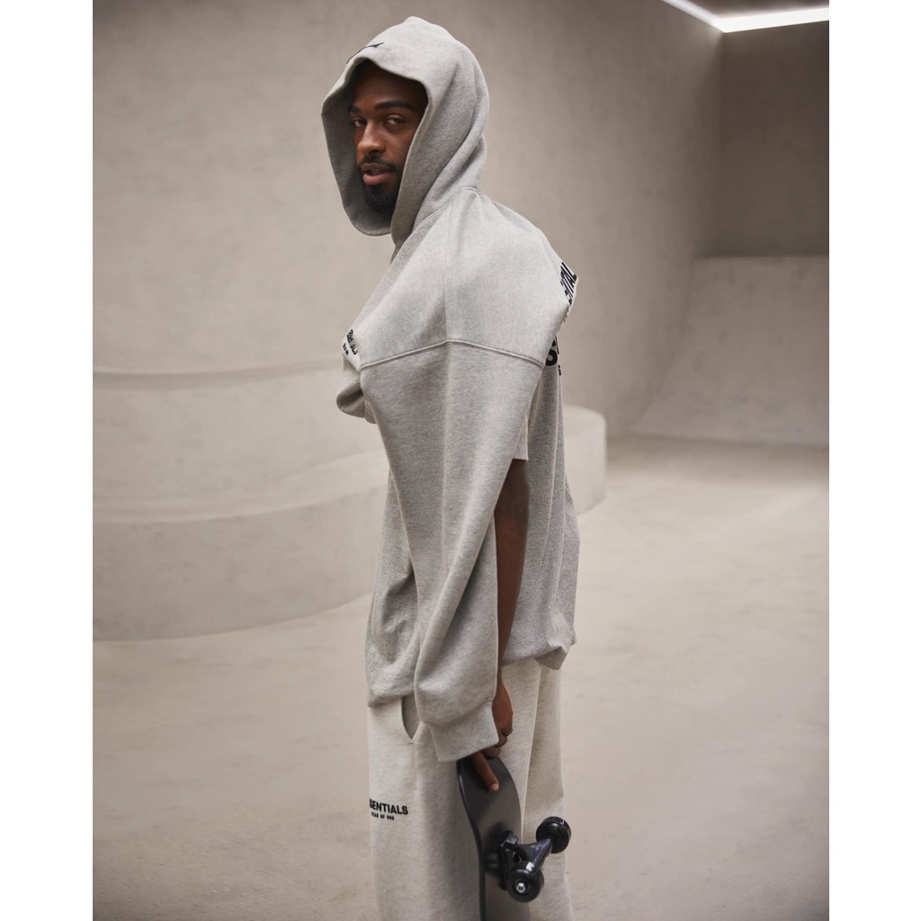 [CHÍNH HÃNG] Áo Hoodie Essential Fear Of God màu Dark Oatmeal Xám Tiêu SS22