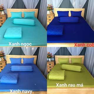 Bộ Drap Thun Lạnh Màu Trơn Cao Cấp Combo 4 Món ( 1 drap bo thun + 2 vỏ gối nằm + 1 vỏ gối ôm)