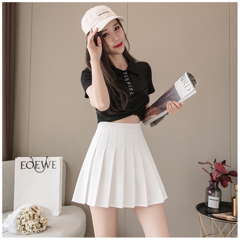 Chân Váy Xếp Ly Ngắn Chữ A Madela Phong Cách Công Sở, Chân Váy Tennis Xếp Li Chữ A lưng cao