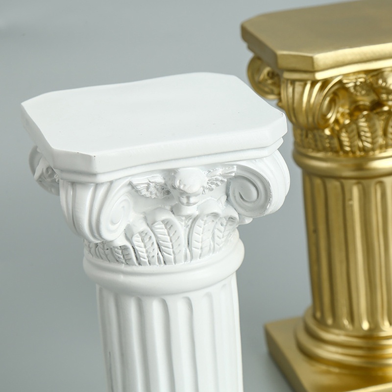 Mô Hình Cột Trụ Điêu Khắc La Mã Bằng Nhựa Resin Màu Vàng Trang Trí Nhà Cửa