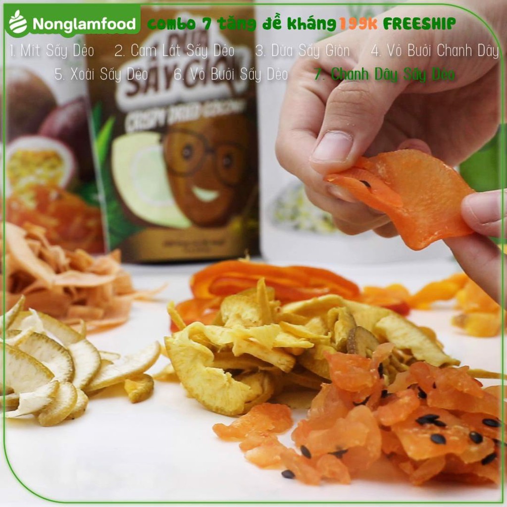 Combo 7 loại trái cây sấy nônglâmfood bổ sung dinh dưỡng, tăng sức đề kháng cho cơ thể hàng cao cấp nguyên liệu sạch