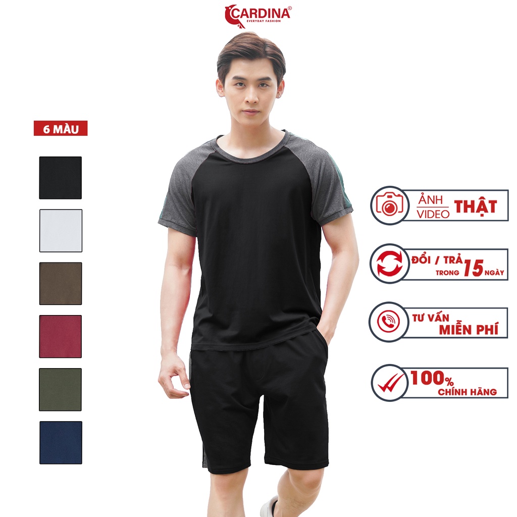 Đồ Bộ Nam 𝐂𝐀𝐑𝐃𝐈𝐍𝐀 Chất Cotton Cao Cấp Áo Cộc Tay Phối Màu Kiểu Dáng Thể Thao 2CM01
