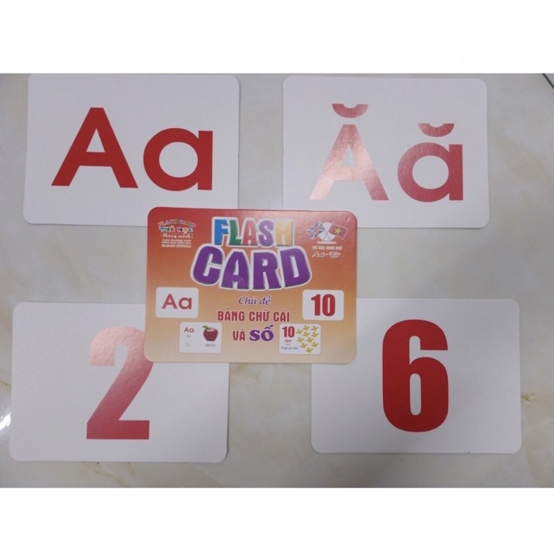 Thẻ học gồm 29 chữ cái tiếng Việt và 11 chữ số từ 0-10, giúp bé nhận biết chữ cái, chữ số.  Kich thước thẻ: 12x16