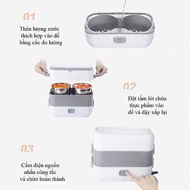 Hộp Cơm Cắm Điện Giữ Nhiệt 2 Tầng 4 Bát Inox Bucook Có Chức Năng Hâm Nóng Và Nấu Chín Thức Ăn Tiện Lợi Kotic_Shop