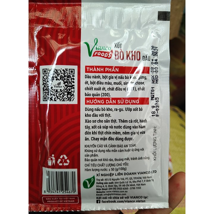 Xốt dầu bò kho Vianco Foods 20g