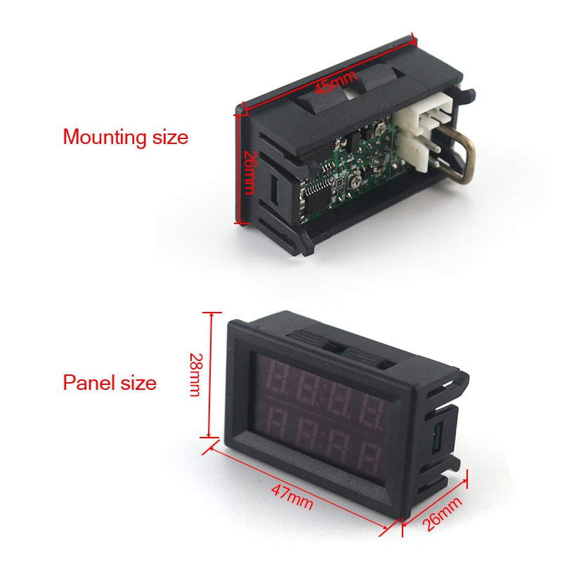 Vôn Kế Kỹ Thuật Số 4 Bit DC 0-200V 10A 50A 100A 0.56&quot; Inch
