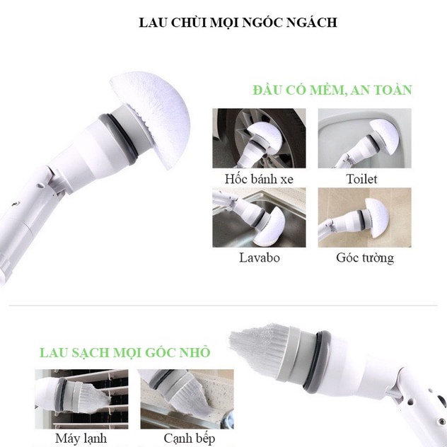 Chổi Điện Cọ Nhà Vệ Sinh Bồn Cầu Toilet Bàn Chải Vệ Sinh Nhà Tắm Thông Minh Bằng JESOPB Tiện Lợi Với 4 Đầu Thay Thế