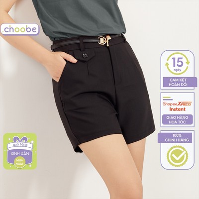 Quần short nữ Choobe túi nắp lệch cạp cao short ống rộng phong cách cá tính trẻ trung QS05