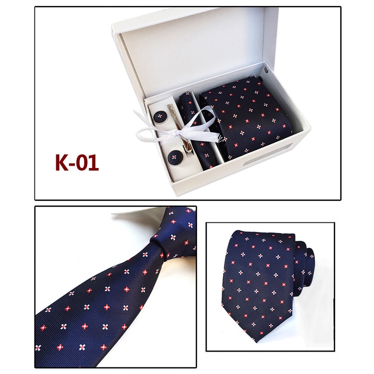 Bộ Cà Vạt + Khăn Quàng Cổ + Túi Xách Hình Vuông Nhỏ 8cm Thời Trang Cho Nam