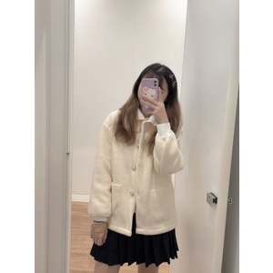 Áo khoác lông tay dài 2 màu trơn thiết kế sang trọng, dáng rộng thoải mái cho nữ