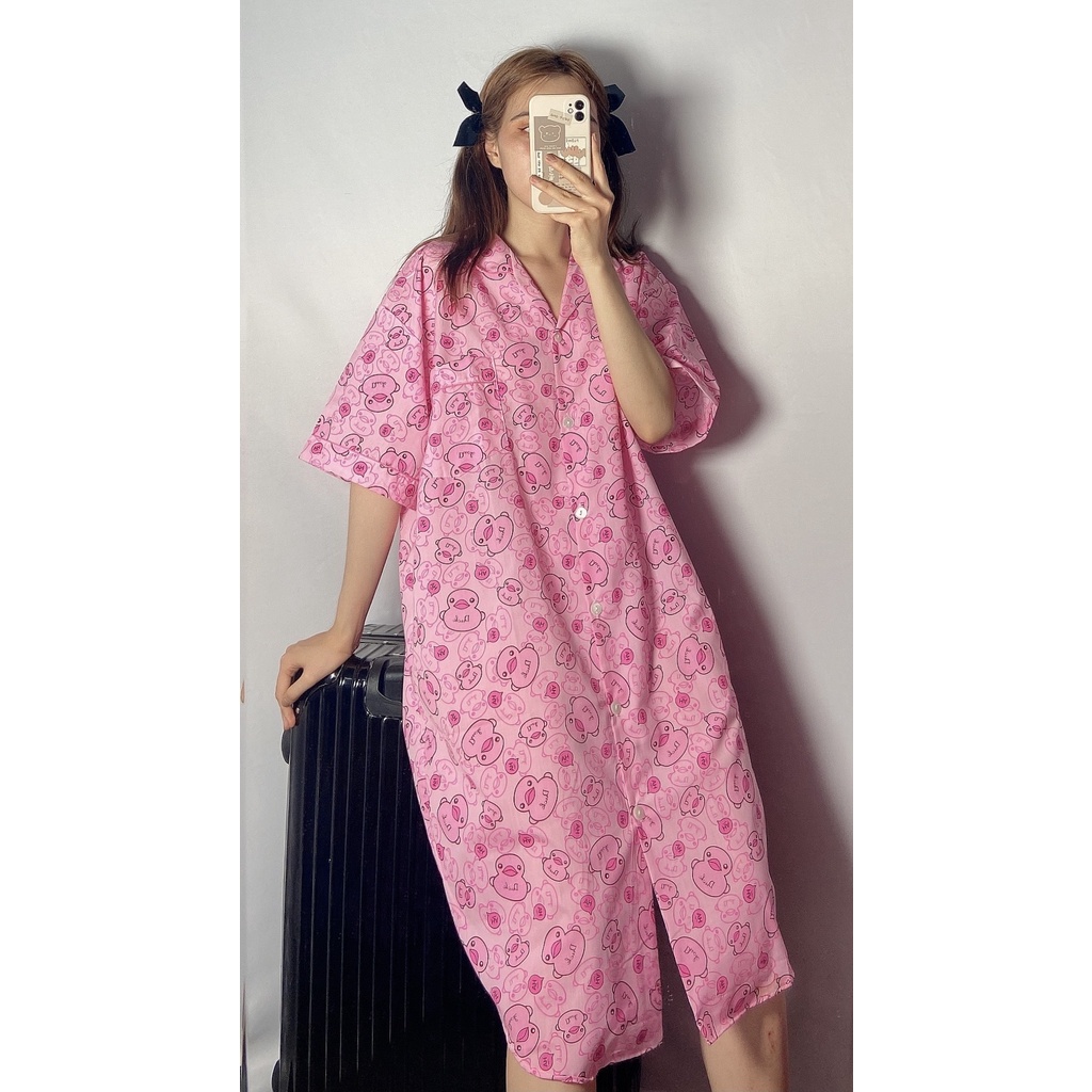 Đầm Ngủ Thái Cổ Bèo Form Rộng Hoạ Tiết Chú Vịt Nhiều Màu | BigBuy360 - bigbuy360.vn