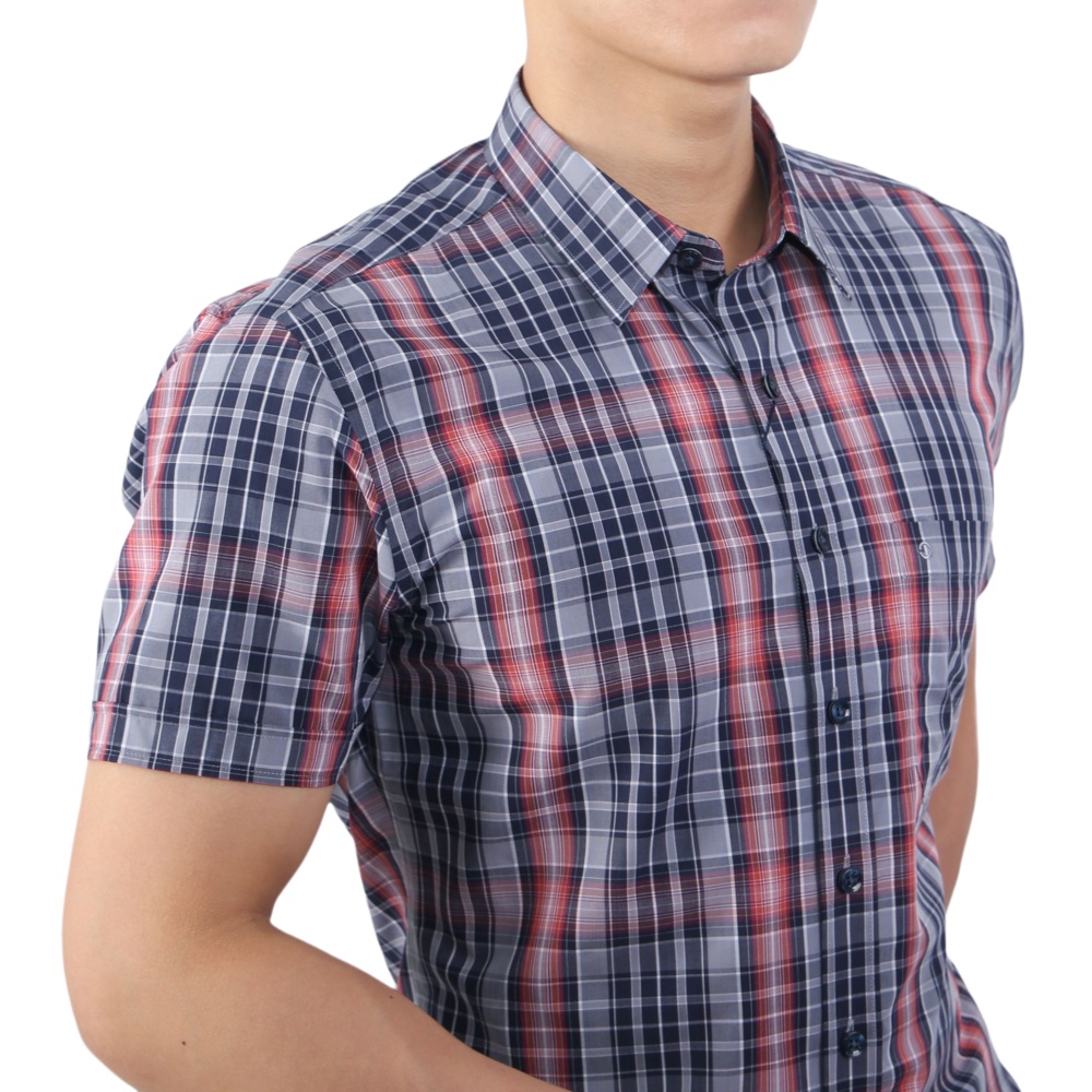 Áo sơ mi ngắn tay Nam Owen Bamboo Body Fit Đỏ xám navy - BA23212N