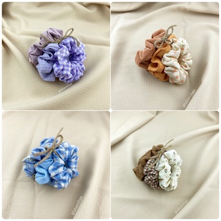 Set 3 dây cột tóc scrunchies, dây cột tóc vải, handmade by LÀ BẠN NHÉ, size medium