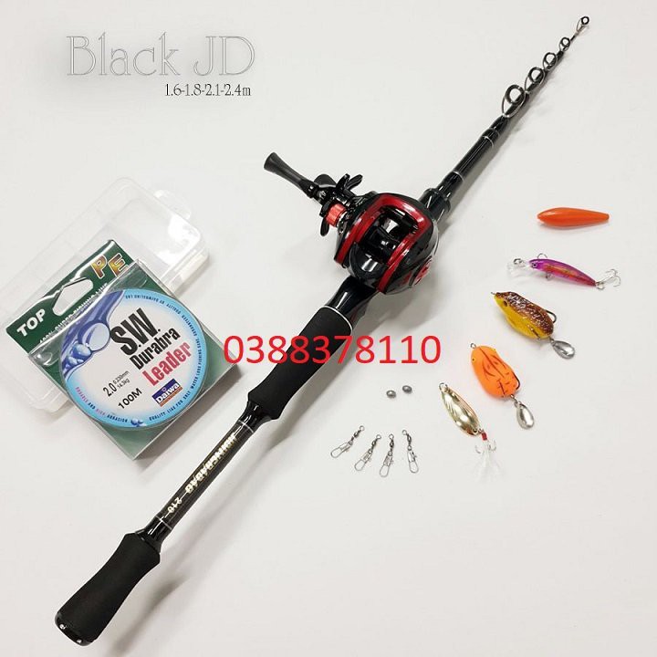 Combo Lure Ngang, Bộ Cần Câu Lure Máy Ngang Rút Gọn 60cm Chất Liệu Carbon - BC 3