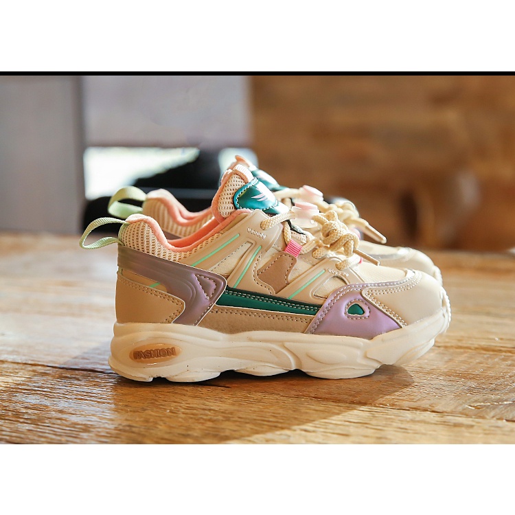 Giày Thể Thao Chạy Bộ Màu Hồng Phong Cách Hàn Quốc Cho Bé Gái