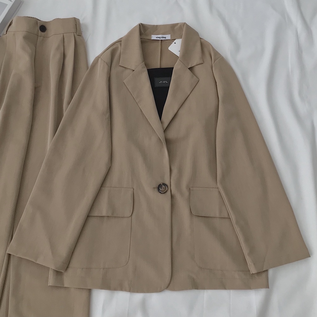 Áo Blazer Nữ Hàn Quốc JEM CLOSET Dáng Rộng Phong Cách Thời Trang 2022 Đủ 3 Màu Đen Xám Nâu Nhạt XINI 10389