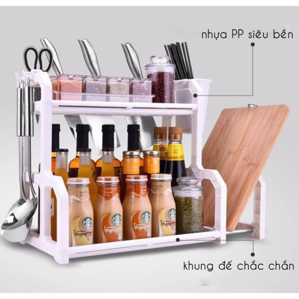 Sales Hot - Kệ Nhà Bếp 2 Tầng Tiện Ích Đựng Gia Vị Kèm Vát Dao Tashuan TS3623 - kệ gia vị tiện dụng đựng đồ chữ H