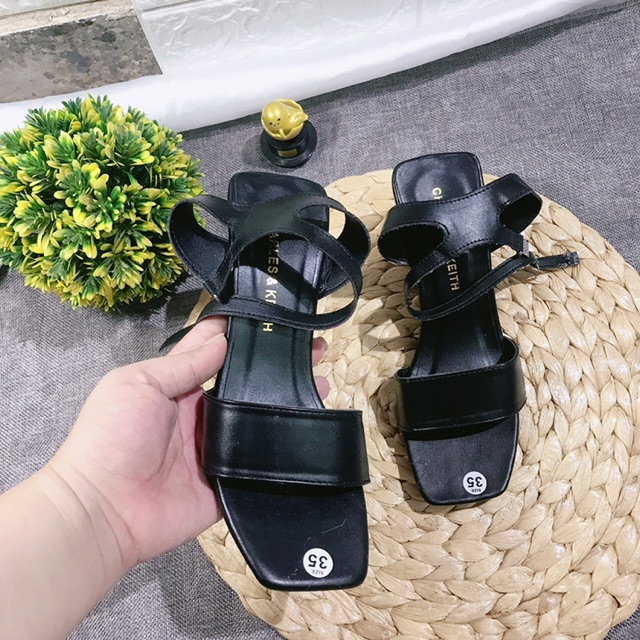 [Sỉ lẻ giày dép lẻ size] Giày sandal nữ quai ngang gót vuông 7p da mềm mịn 3 màu cực xinh