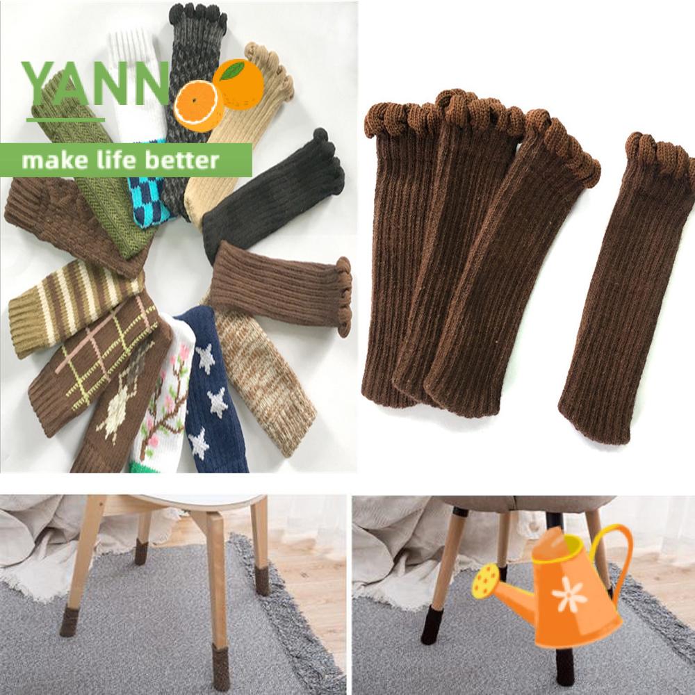 Set 4 Vỏ Bọc Chân Ghế Dệt Kim Chống Trượt Trang Trí Nhà Cửa