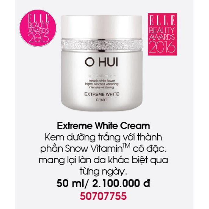 GÓI KEM DƯỠNG TRẮNG, MỜ THÂM NÁM OHUI EXTREME WHITE 1ML