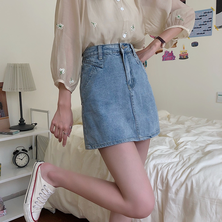 Váy Denim Lưng Cao Phong Cách Hàn Quốc 35332