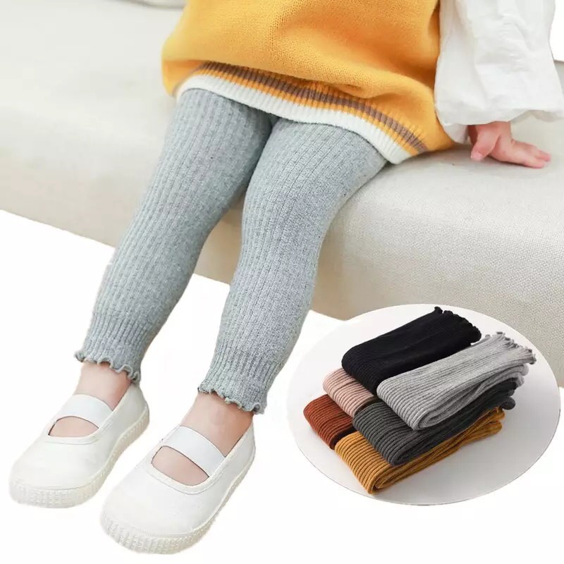 Quần legging dài bé gái bản mềm mỏng, vải thun gân