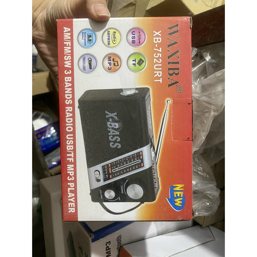 Loa Đài Radio WAXIBA XB-752 ⚡FREE SHIP⚡ Chạy USB , Thẻ Nhớ , Kiêm Đèn Pin . Bắt Sóng Cực Tốt , Loa To , Dễ Sử Dụng