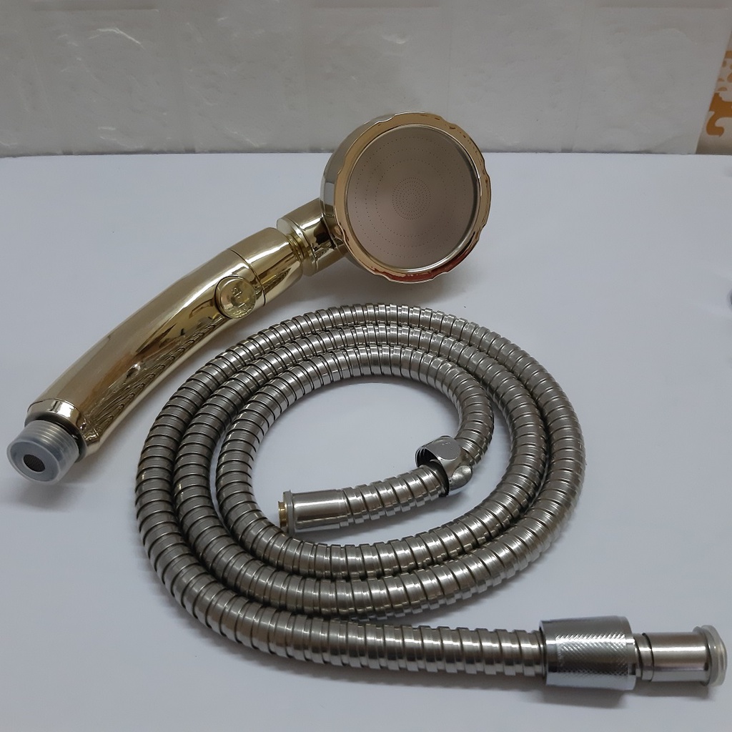 Tay sen tăng áp mạ vàng 3 chế độ, xoay 360 độ cao cấp, có nút bật tắt tặng kèm dây cấp nước inox 304 - QM044